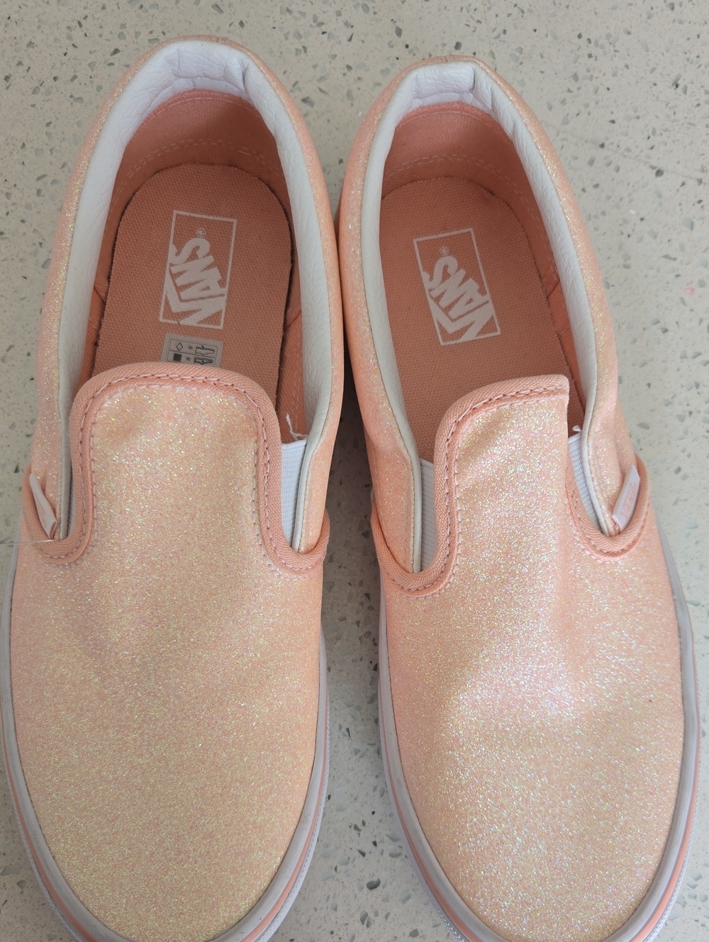 Vans Kids Peach Glitter Slip-On Sneakers